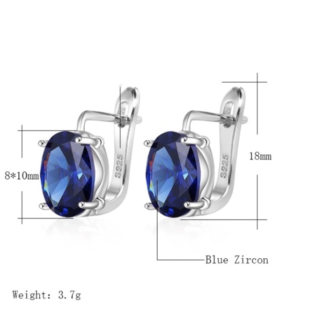 NWOT sterling silver blue sapphire earrings - Picture 3 of 3